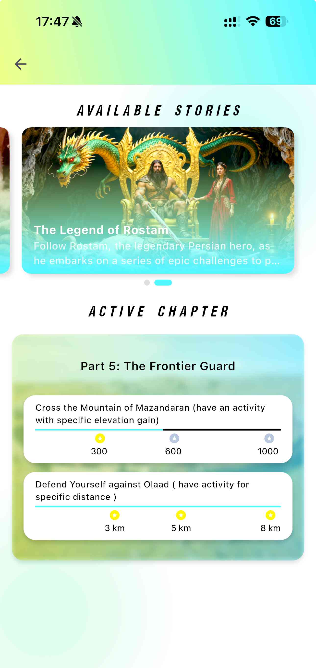 Elites story chapter screen